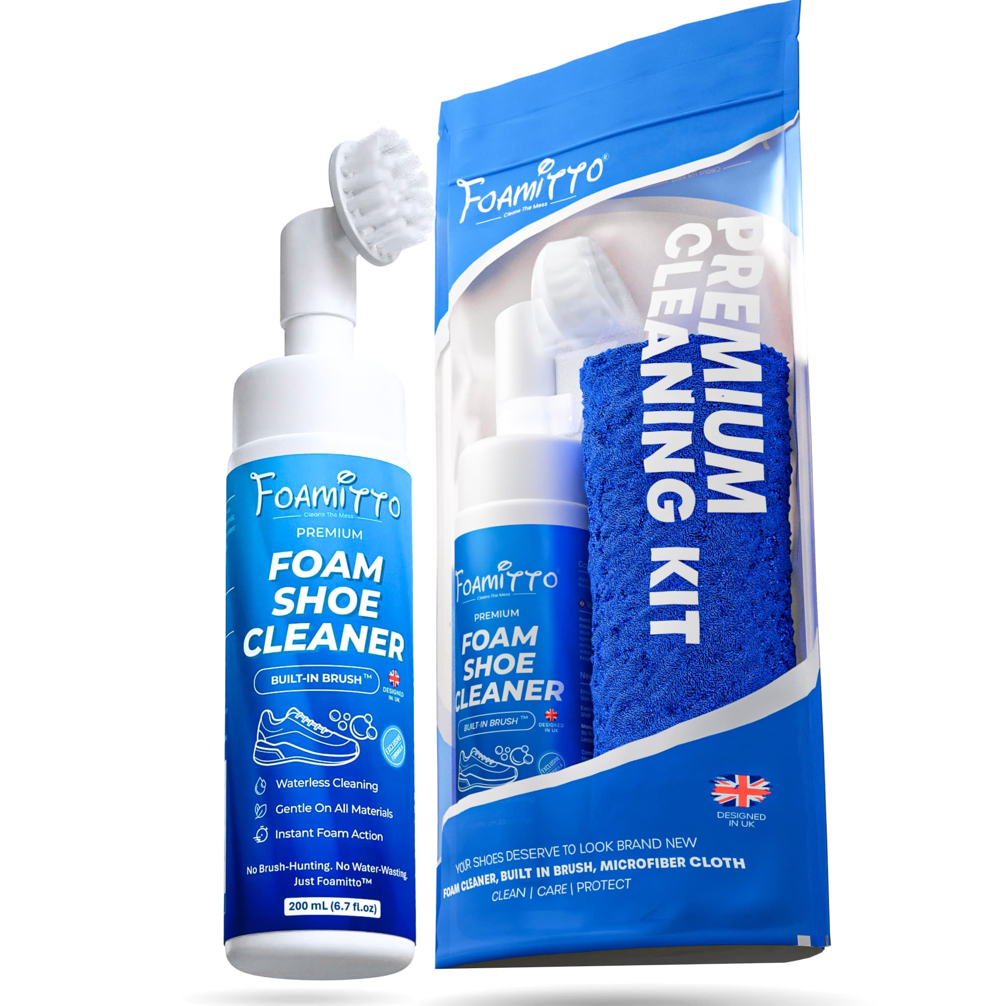 Foamitto® Waterless Foam Shoe Cleaner Pro-Kit – 200ml 